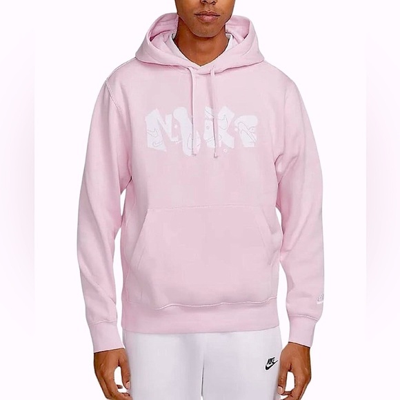 NIKE CLUB FLEECE GRAPHIC PULLOVER Hoodie w Kangaroo Pocket Pink Size XXL… - Picture 1 of 9